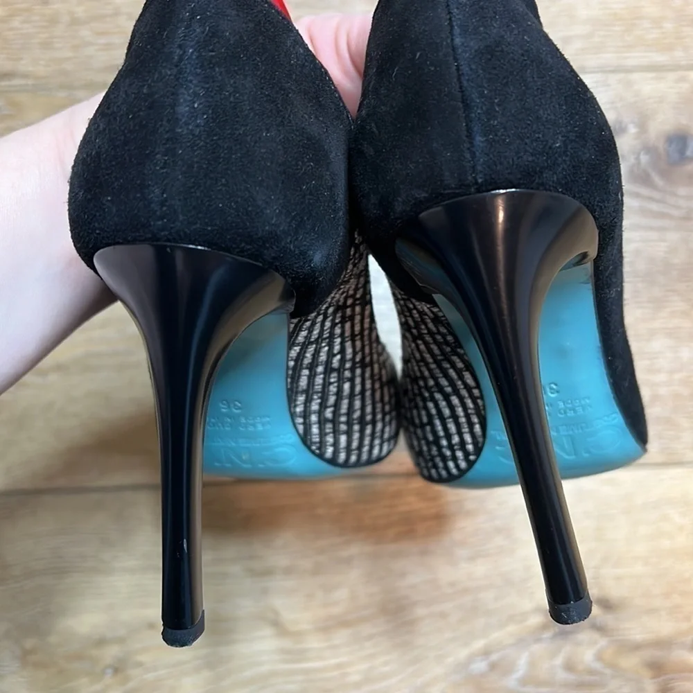C’N’C CoSTUME NATIONAL Black Suede & Tweed Pumps Size 36/6